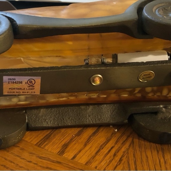 Vintage Car Accent Lamp Night Lite Mottled Glass & Brass Corded Soft Glow Heavy - Picture 10 of 10